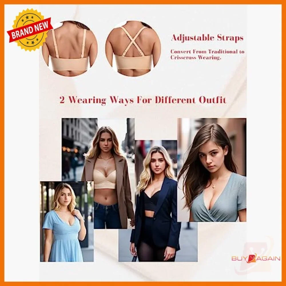 Plunge Push Up Bra Wirefree Padded Longline Supportive V Neck T Shirt